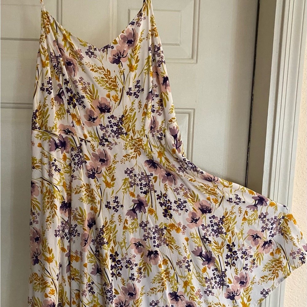 Old Navy Cream Floral Maxi Dress with Pink and Purple Blooms